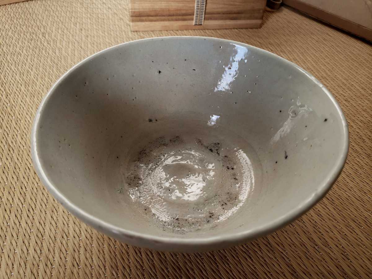 李朝中期 堅手御本茶碗 木箱付き 検 高麗 粉引 玄