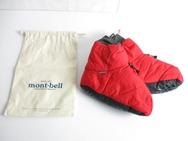未使用 モンベル mont-bell フットウォーマー アウトドア タグ付き S 赤 レッド