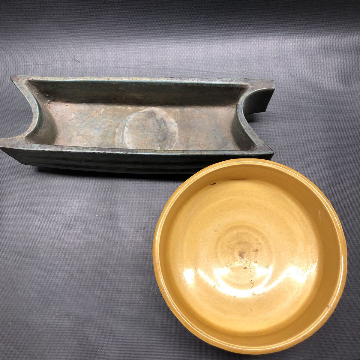 AI892 花器 5点まとめて 清山焼 焼物 水盤 丸型 陶器 華道具 生け花 