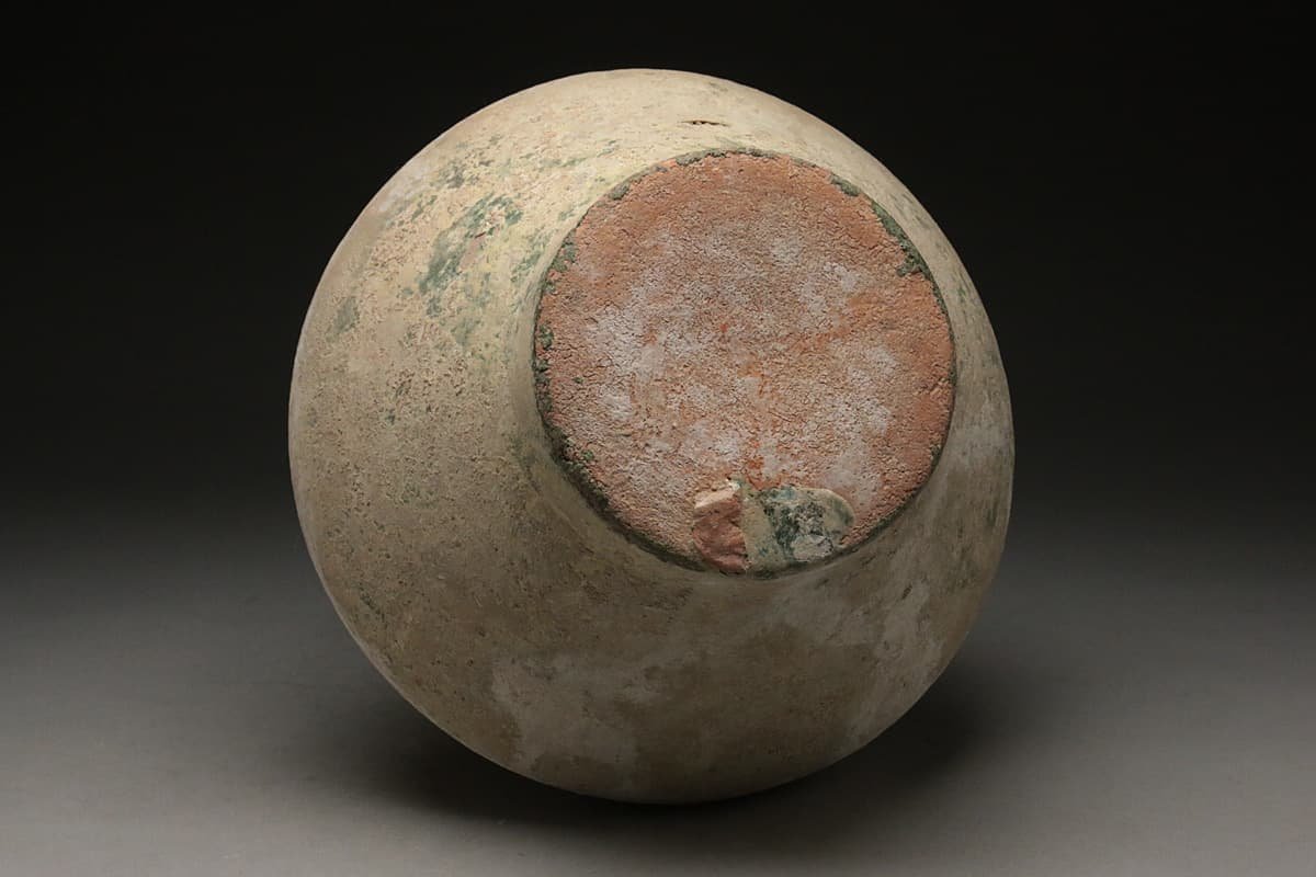 EG968 中国古玩 緑釉 銀化 大壺 高25.5cm 重3.7kg 木箱附・緑 
