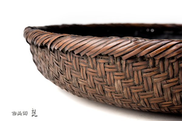 検 d2577▽良▽江戸時代竹編平茶籠 漆器蒔絵大名道具江戸時代明治時代