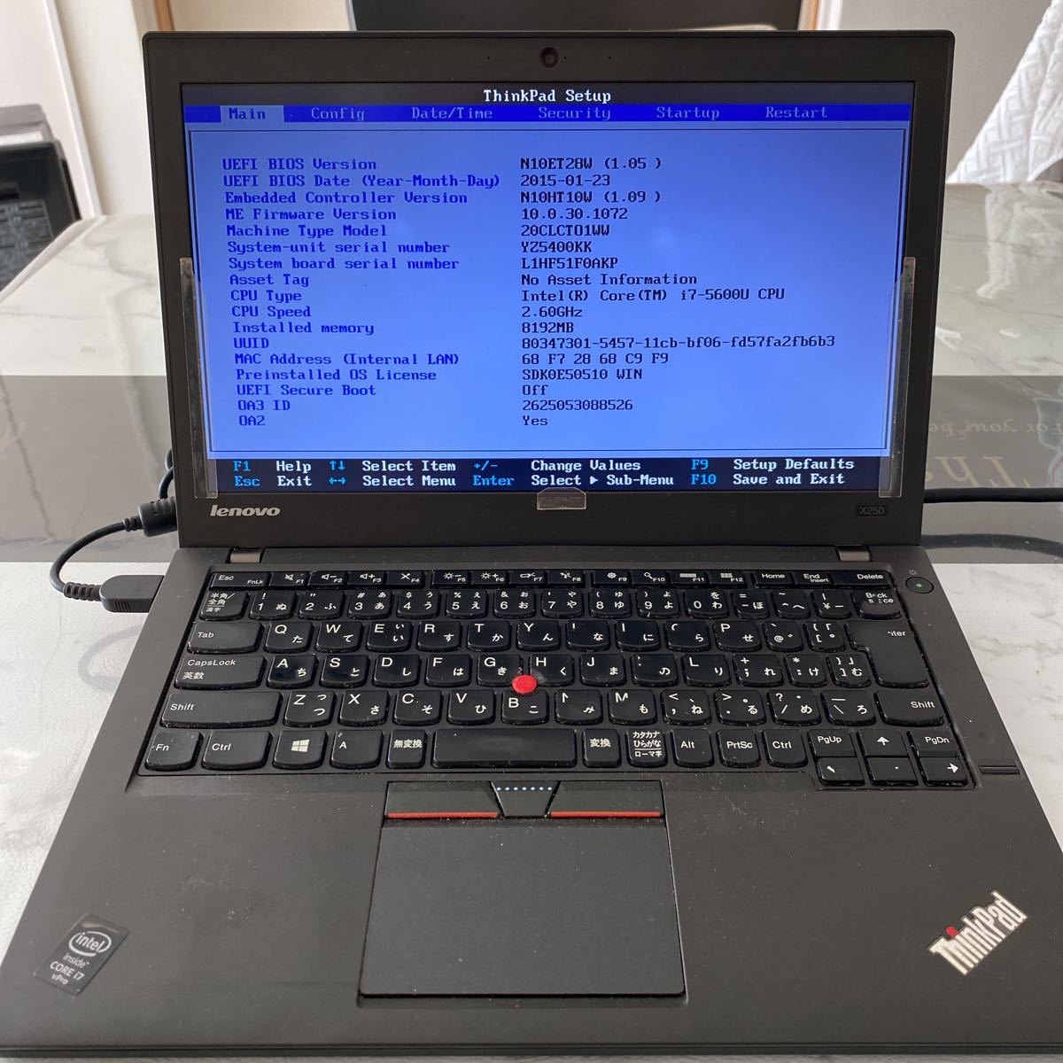 Thinkpad x250 i7-5600u 8GB ジャンク Lenovo X250 ThinkPad