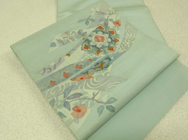 ★着物10★ 1円 絹 花唐草 袋帯 ☆☆☆