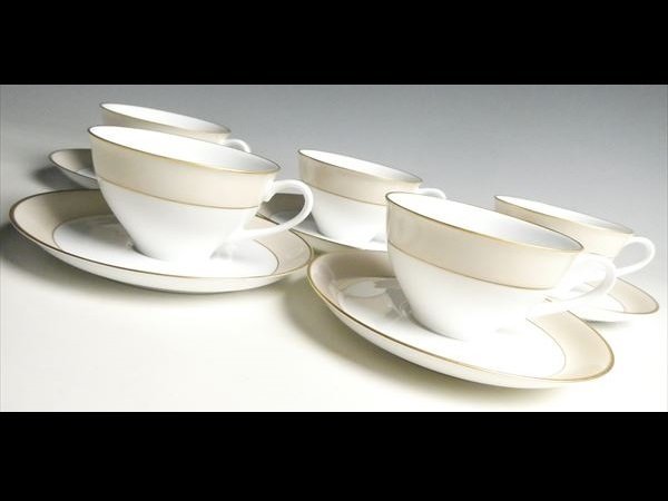 k64 大倉陶園 金彩 アイボリー カップ＆ソーサー 5客