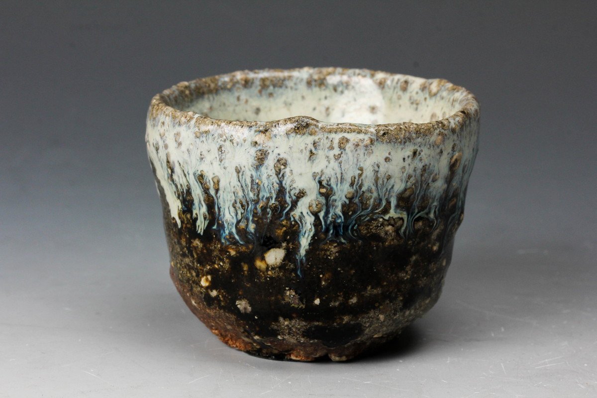 中川自然坊 朝鮮唐津 鶴首花入 未使用品 共布 共箱 中古MG