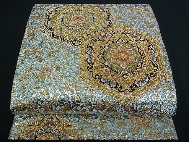 平和屋着物○六通柄袋帯 唐織 四季流水文 金糸 正絹 逸品 平和屋野田店