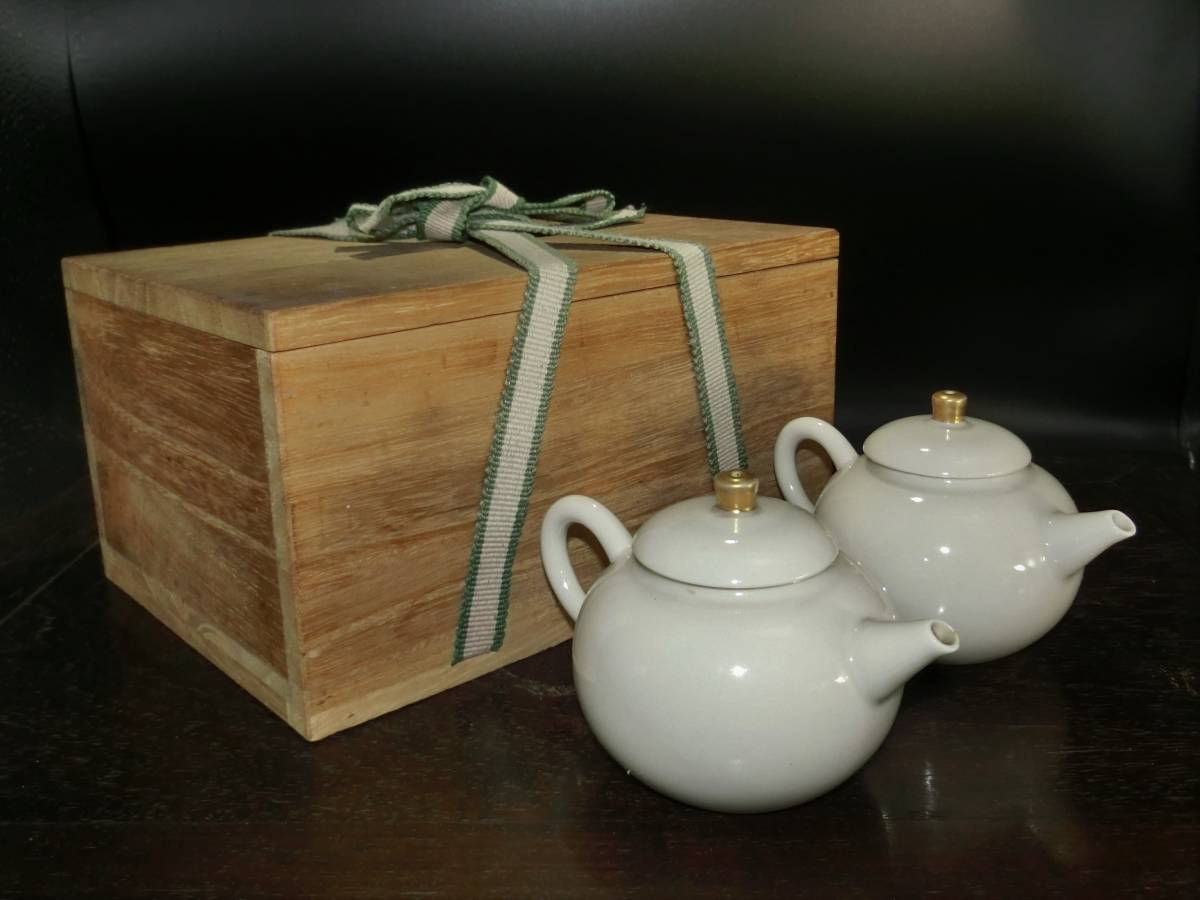☆京焼 白磁 急須 一対 真葛 香斎 造☆ (宮川 香斎 煎茶 道具 茶器