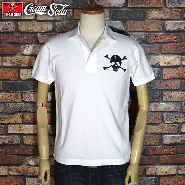 【XL】CREAM SODA クリームソーダ　CS BASICポロシャツ ◆WHITE◆　PD23SH-01 半袖鹿の子ポロ ロックンロール ロカビリー スポーツにも