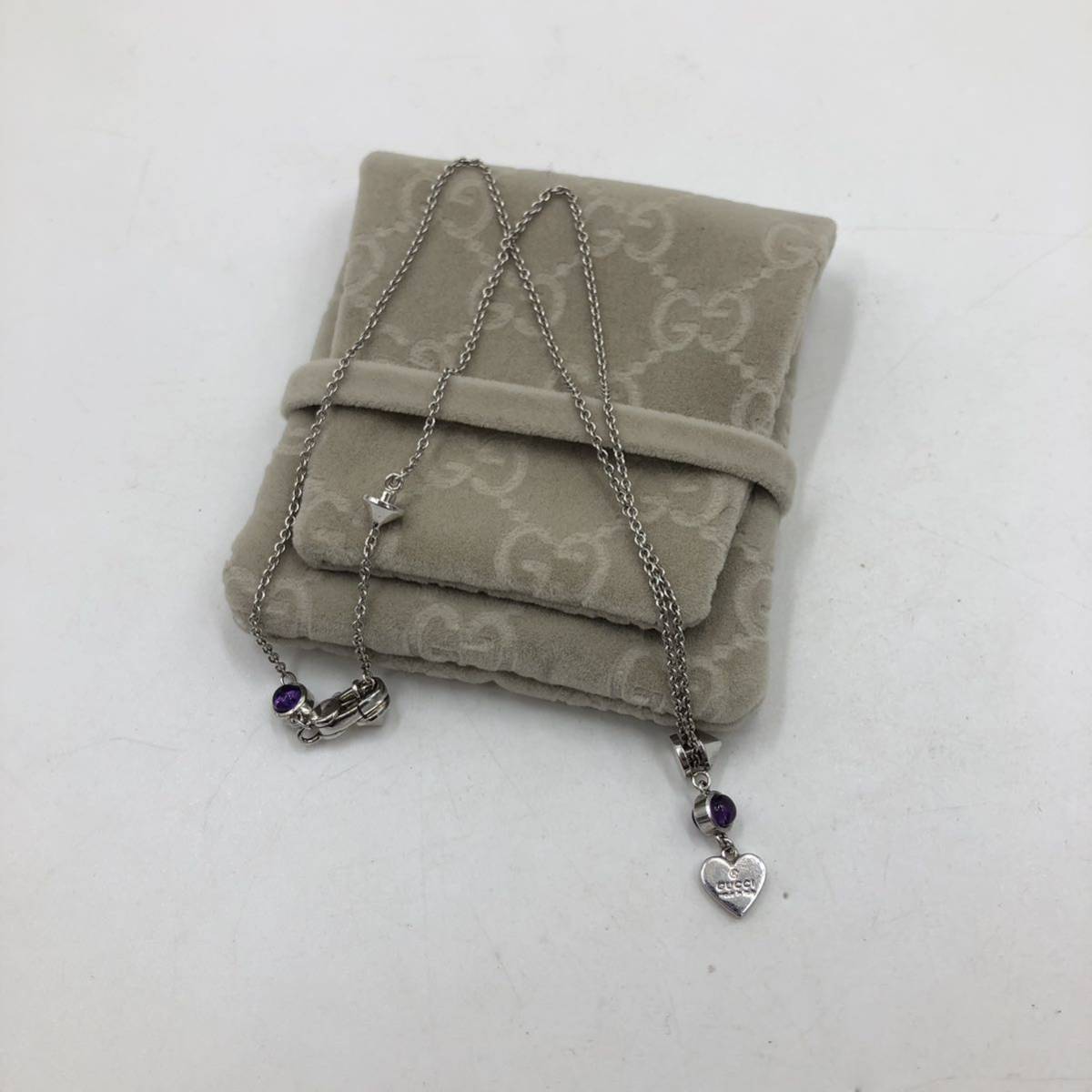 GUCCI グッチ ネックレス カラーストーン ハート シルバー アクセサリー P3152