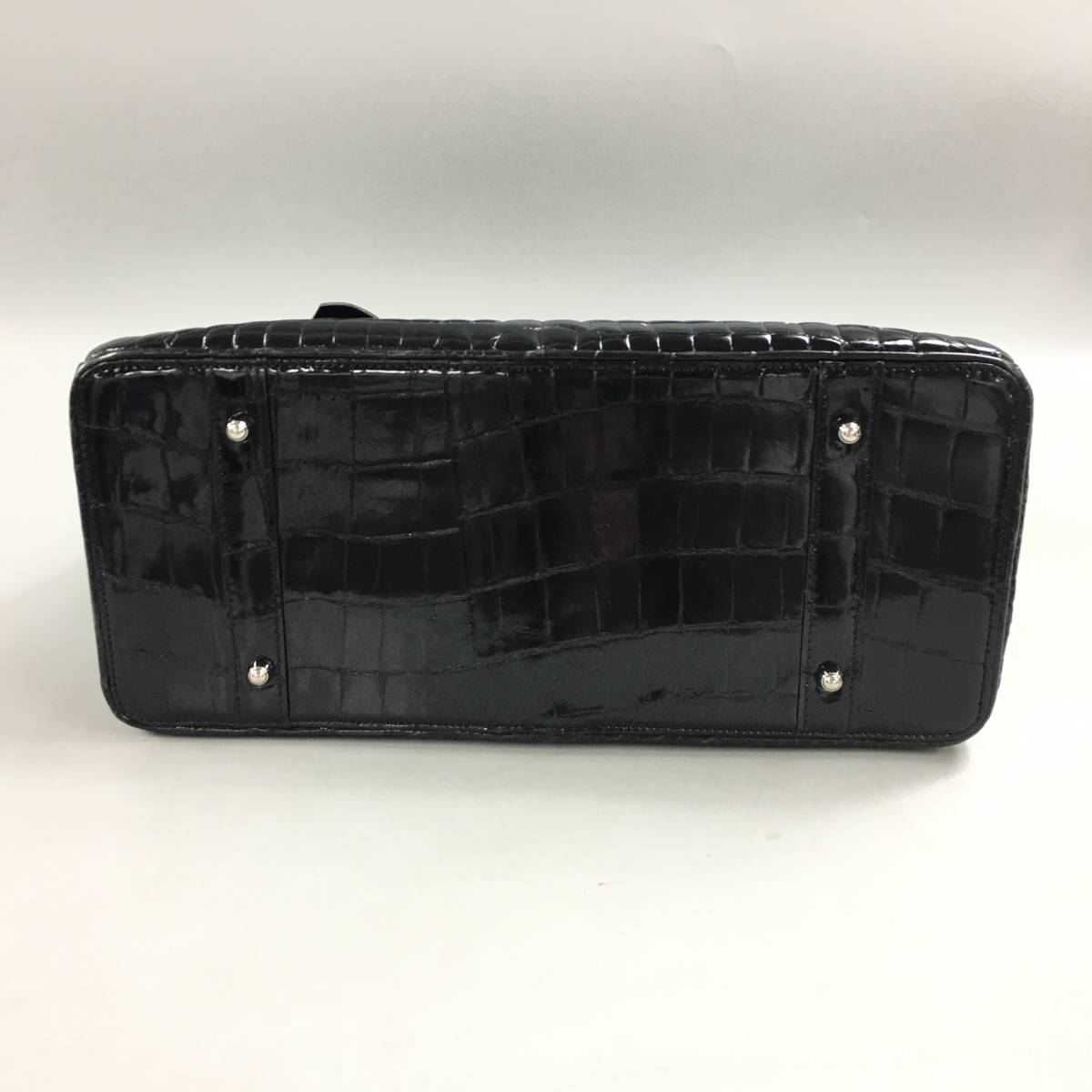 黒パーティハンドバッグ クロコ型押しレザー調 パーティーバッグ