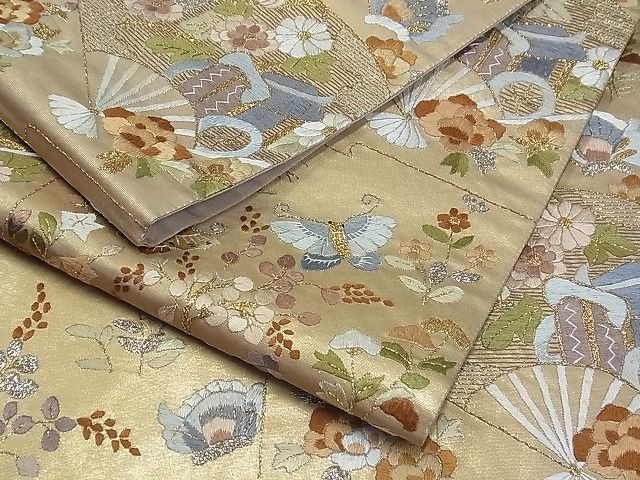平和屋1□極上 小紋 総刺繍 吉祥菱文 銀糸 逸品 未使用3s4957