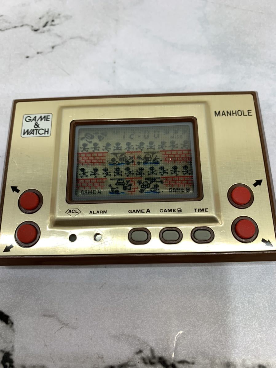 Nintendo/任天堂/GAME&WATCH/ゲーム&ウォッチ/ゲームウォッチ/MANHOLE/マンホール/MH-06/アラーム付 /液晶漏れなし/動作確認済/GOLD 