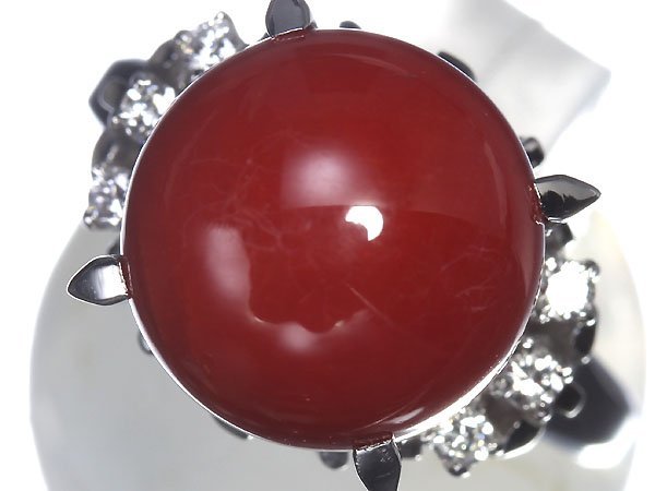 7927SS【1円～】新品【RK宝石】≪coral≫ 超希少!! 極上血赤珊瑚 大粒 約12.0mm珠 極上ダイヤモンド Pt900 高級リング ダイヤ サンゴ