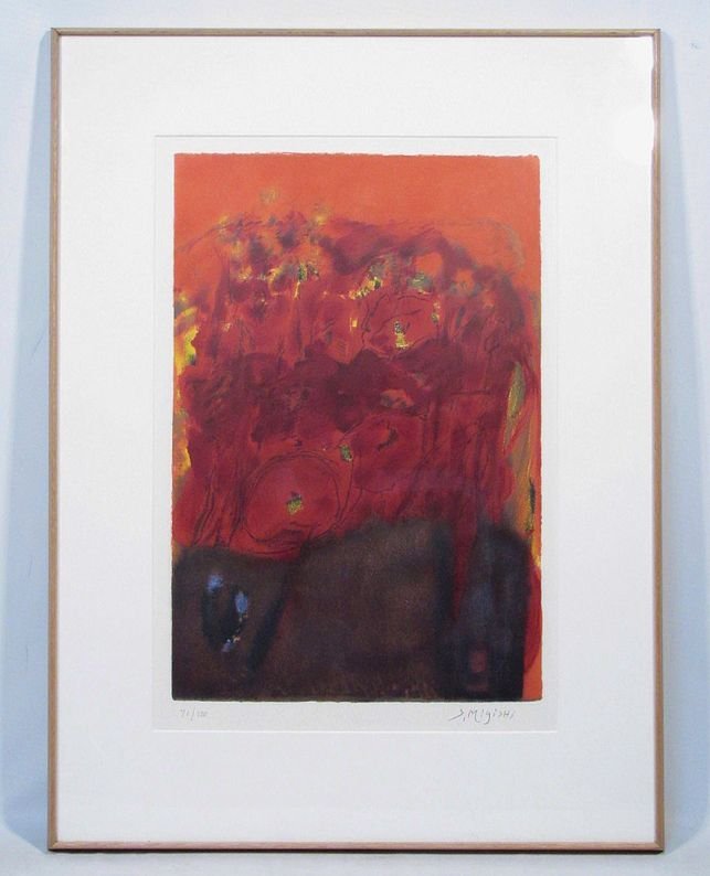 三岸節子　「花」　額装１２号　１００部限定　直筆サイン　直筆サイン入りの貴重作品です