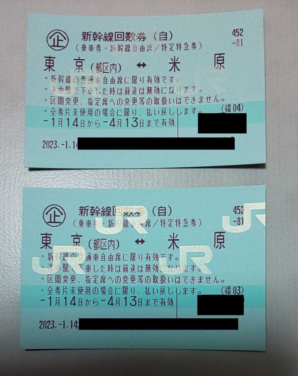 東京⇔名古屋新幹線グリーン回数券2月11日まで2枚