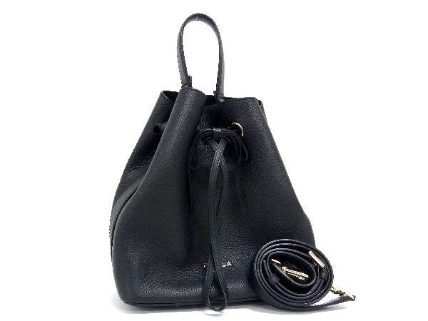 1円 ■新品同様■ FURLA フルラ レザー コンスタンザ 2WAY ワンハンドル クロスボディ ハンドバッグ ショルダー ブラック系 AH9111ハf