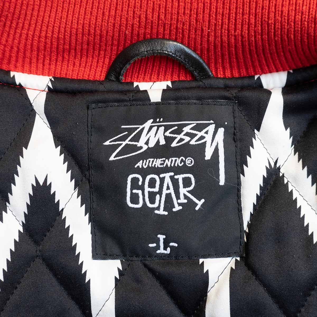 美品】 STUSSY x ROCSTAR【レザー スタジャン】 L TRIBE ワッペン 