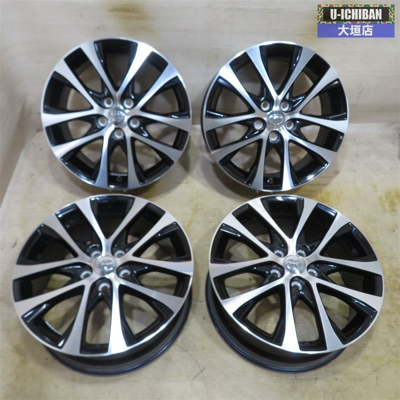 良品 トヨタ 50系 エスティマ 純正 18インチ 7ｊ +51 5Ｈ 114.3 ブラックポリッシュ 4本 ※ C-HR ヤリスクロス 80系 ノア VOXY 流用 002