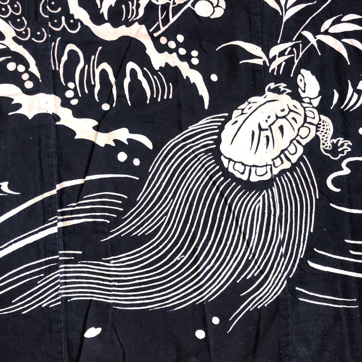 JMY△3927▽古布 筒描き 布団皮ほどき「松竹梅鶴亀」リメイク 松竹梅