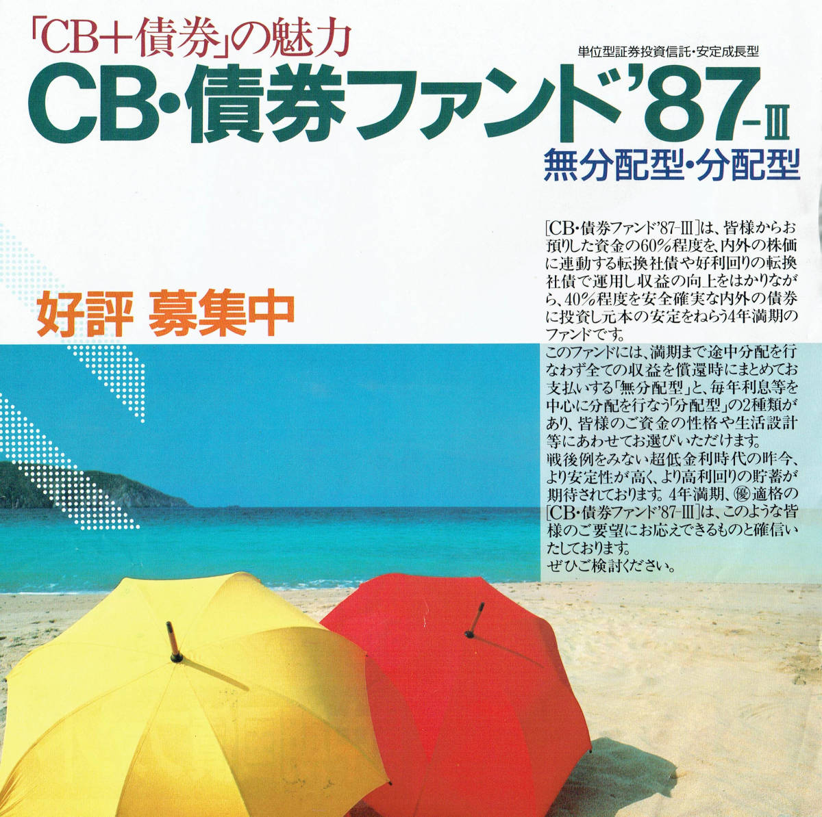 1987年 日興証券 中期国債ファンドの新聞チラシ 外国人モデル ハイレグ 