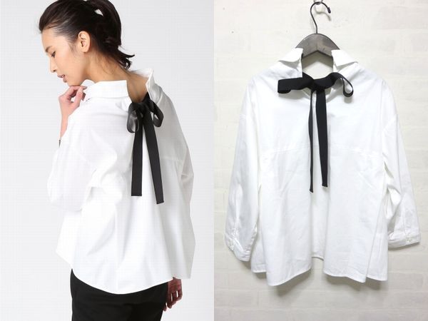 ドゥーズィエムクラス バックグログランリボンショートシャツ