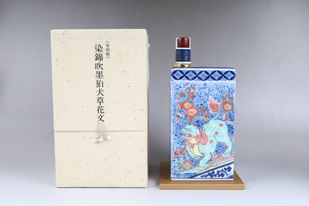 ⑤SUNTORY サントリー 有田焼 染錦吹墨狛犬草花文 スペシャルボトルコレクション　ウィスキー 600ml 43% 未開栓