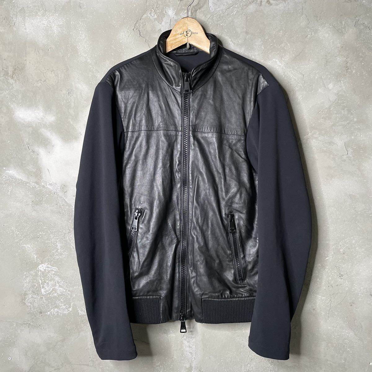 エンポリオアルマーニ EMPORIO ARMANI レザー ナイロン ライダース 