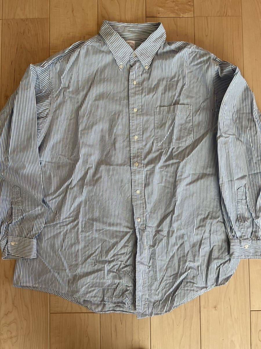 ビックサイズ90s BROOKS BROTHERS ストライプコットン長袖シャツ ビンテージ　アメリカ製