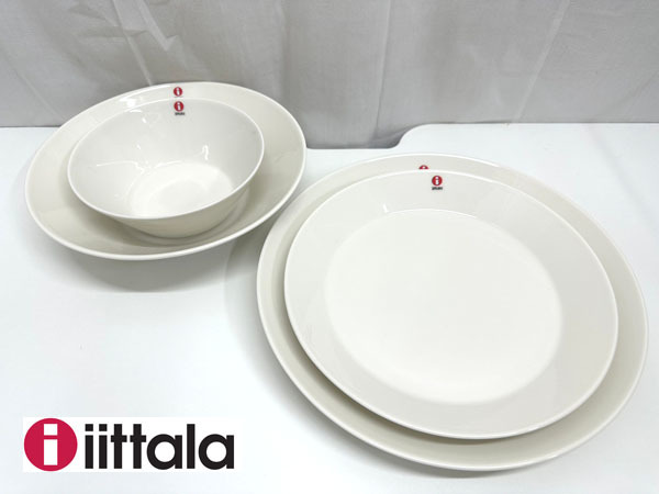 未使用 iittala イッタラ TEEMA ティーマ プレート 21cm 26cm ボウル 15cm 21cm 計4点セット ホワイト 食器 キッチン 北欧 磁器[N24022301]