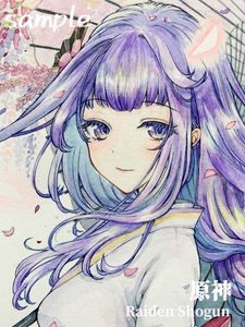 Sample手描きイラスト 水彩画 原画 花冠の女の子 （原画 手描き 
