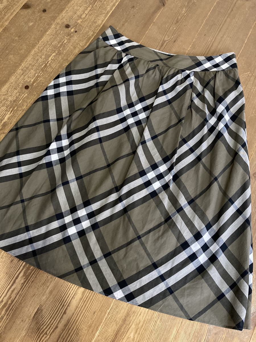 【春夏】BURBERRYLONDON バーバリーロンドン レディース44 大きいサイズ フレアスカート カーキ ノバチェック