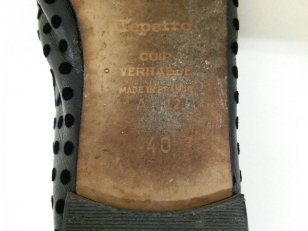 レペット フラットシューズ 40 レディース 黒 ドット柄 repetto