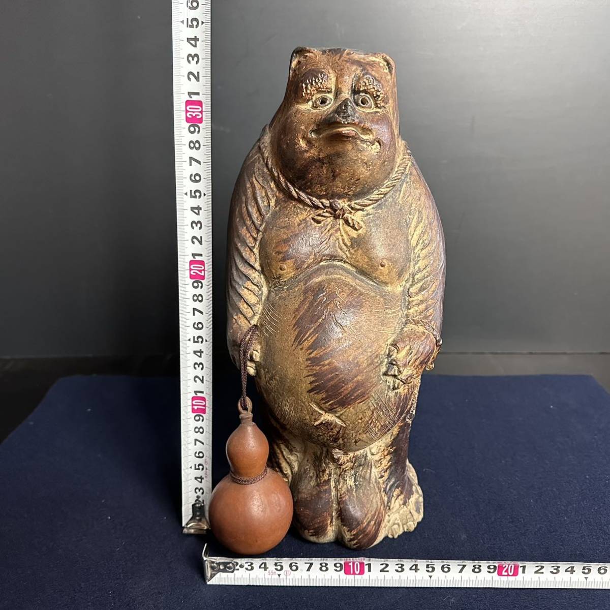 アンティーク 屋島焼 徳利持狸 狸 八栗寺 貯金箱 縁起物 人形 時代物