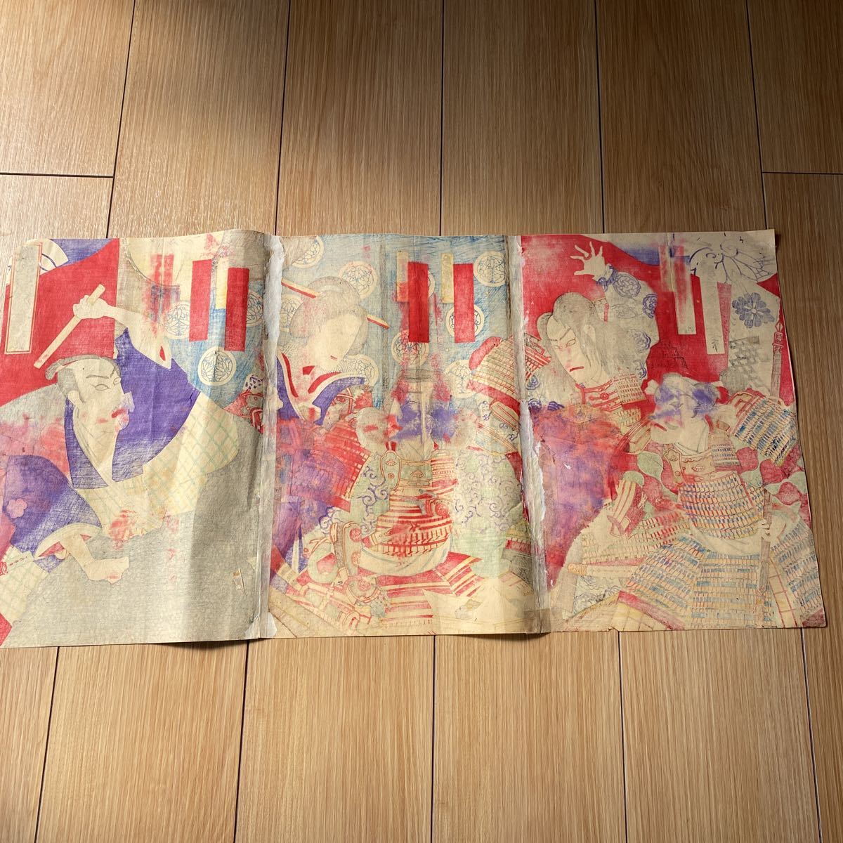 香朝楼（1848～1920）「明治25年 後風土記酒井の太鼓」 三枚続 歌舞
