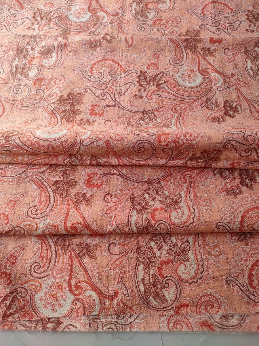 特価品 高級婦人服地 イタリー ETRO エトロ　リネン＆コットン他プリント　オーダー専用服地　１４０c巾×約2．７m