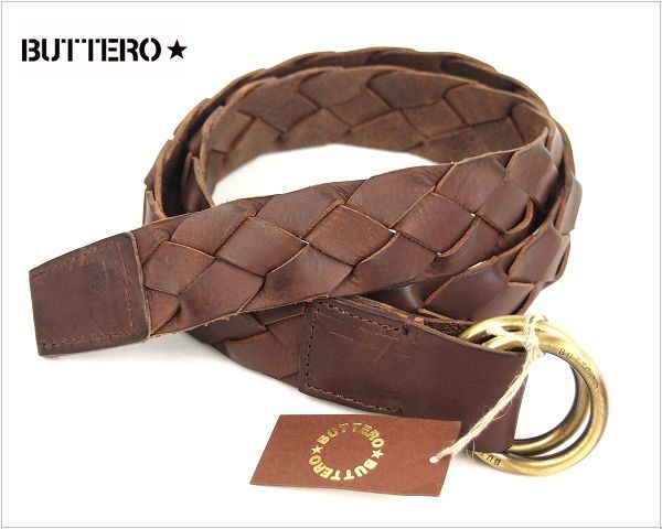 新品 BUTTERO ダブルリングイントレレザーベルト 85 606581