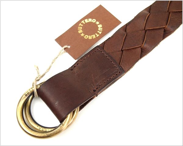 新品 BUTTERO ダブルリングイントレレザーベルト 85 606581