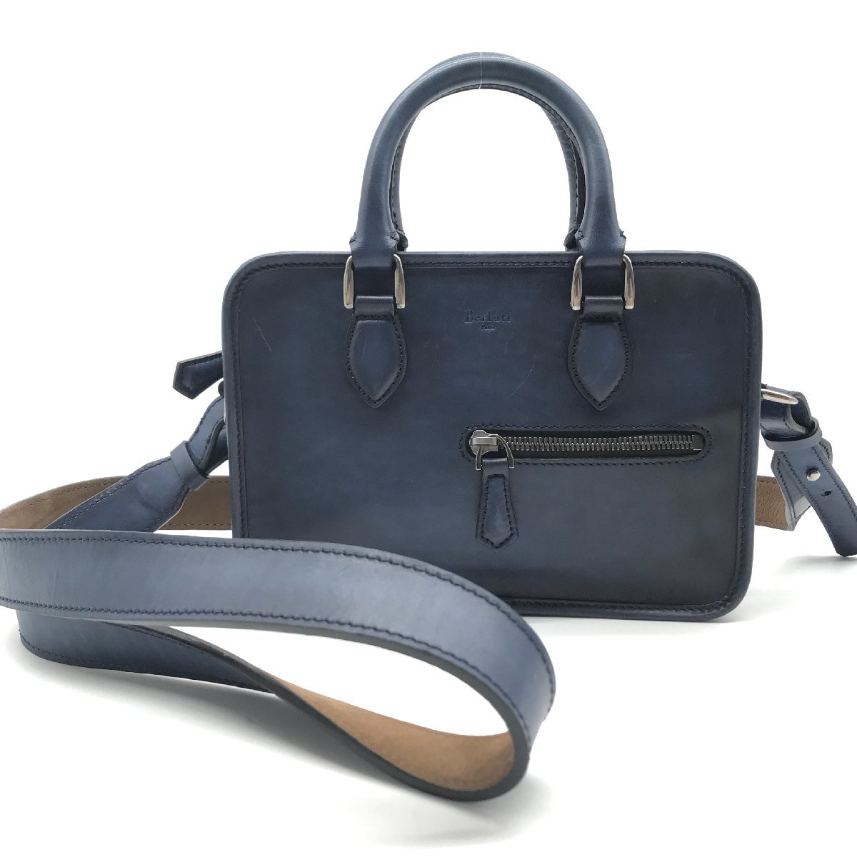 Berluti ベルルッティ アンジュール ガリバー ２WAY ハンド バッグ ネイビー 良品 M9105