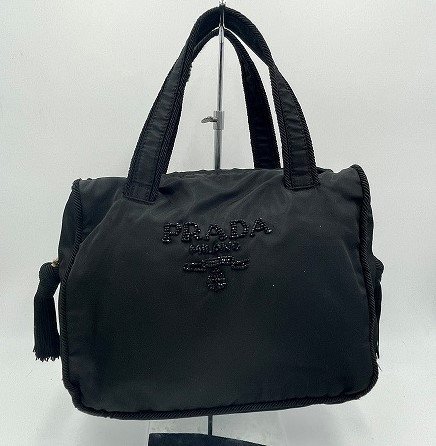 ナイロン プラダ PRADA ハンドバッグ ブラック 美品 トートバッグ 三角 