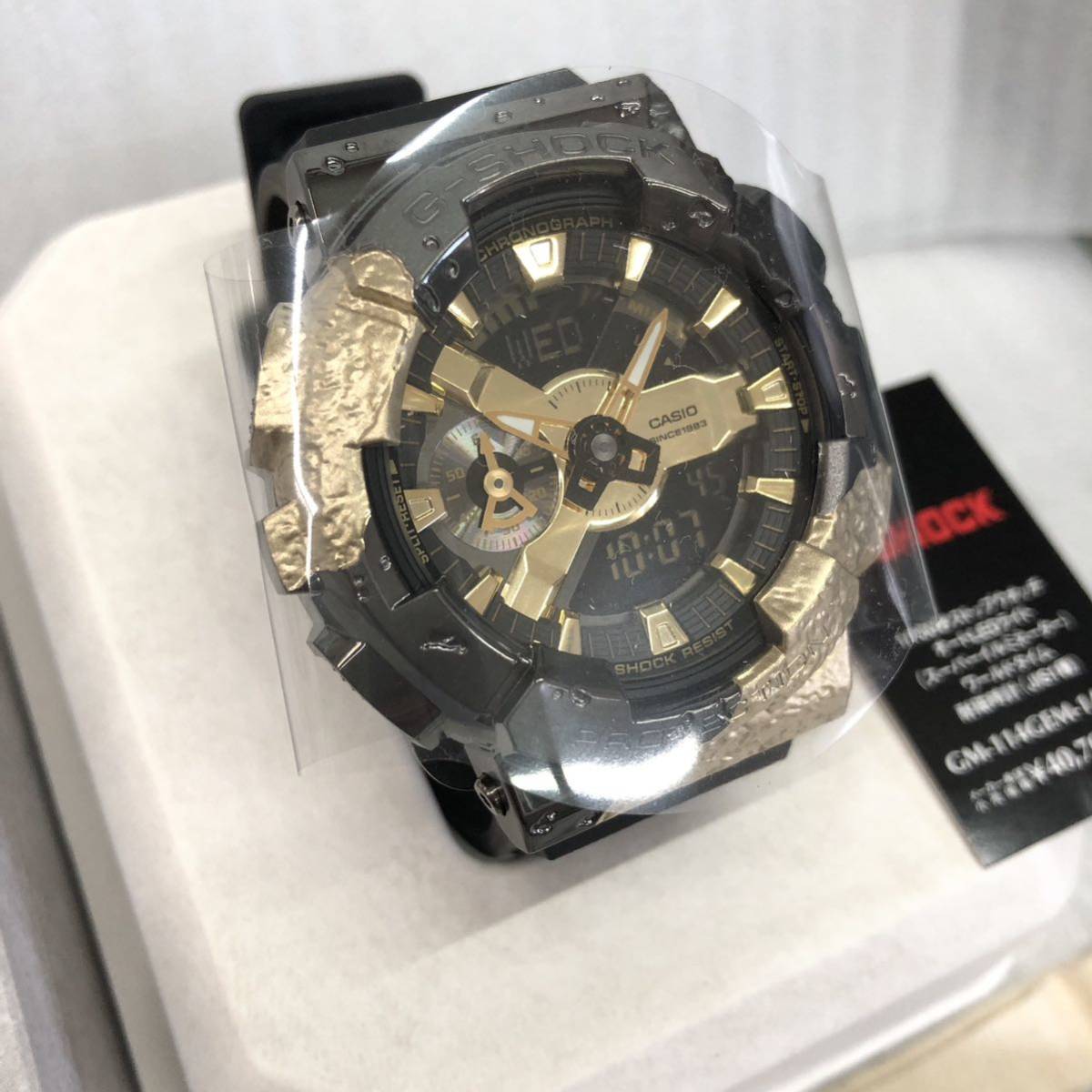 カシオ G-SHOCK 40周年 限定品 GM-114GEM-1A9JR 黒 金 針 デジタル 