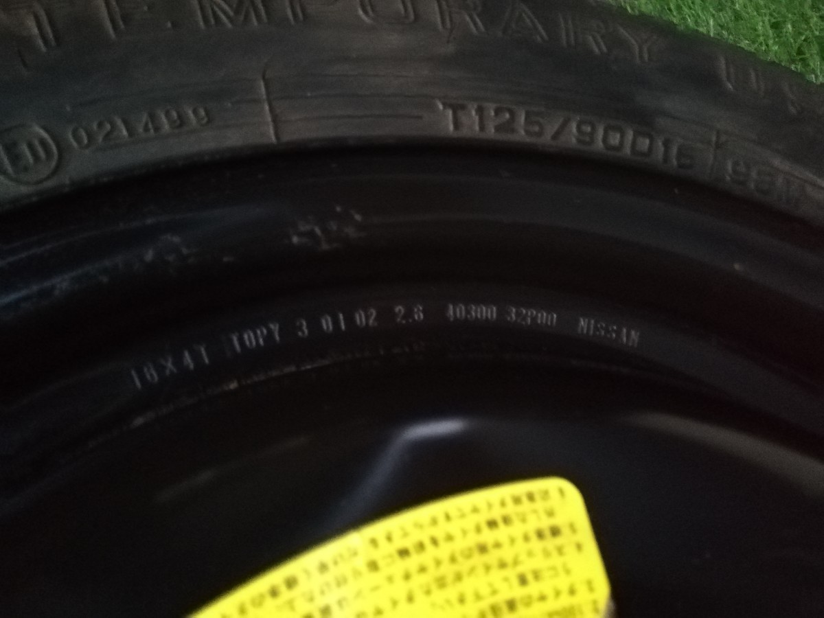 日産純正 スペアタイヤ T125/90D16 98M 114.3/5H ダンロップ テンパー