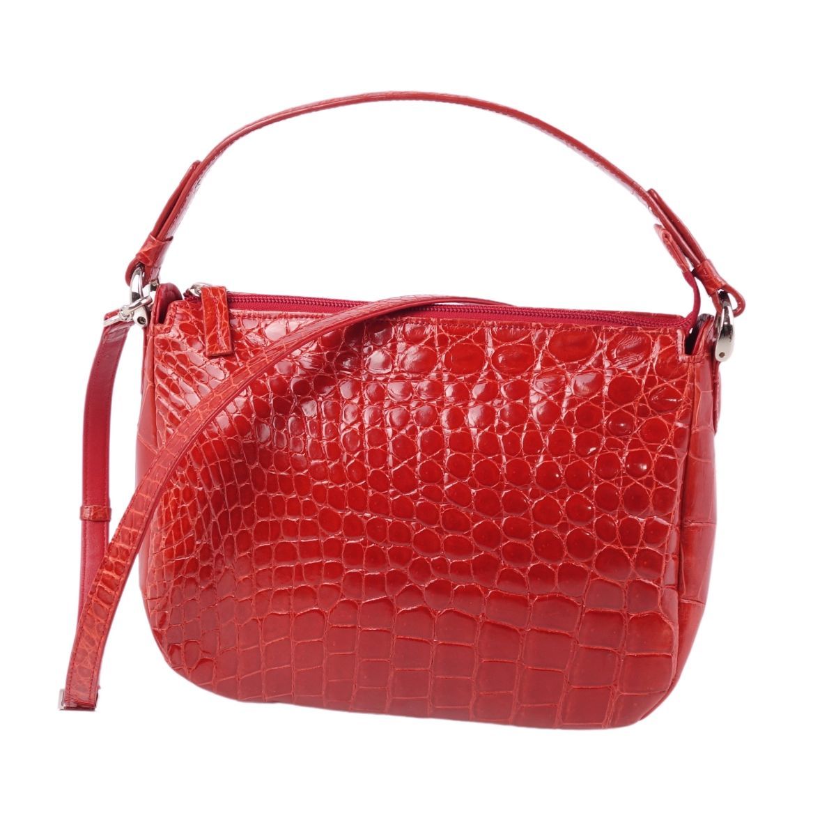 美品 クロコダイル CROCODILE バッグ 2Way ショルダーバッグ