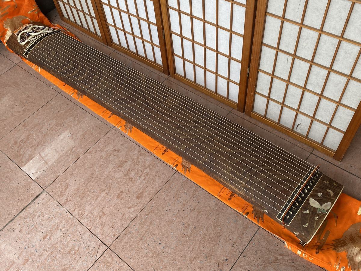 琴 箏 13弦 並甲 上角巻 蒔絵 すだれ彫 鶴 日の丸 和楽器【