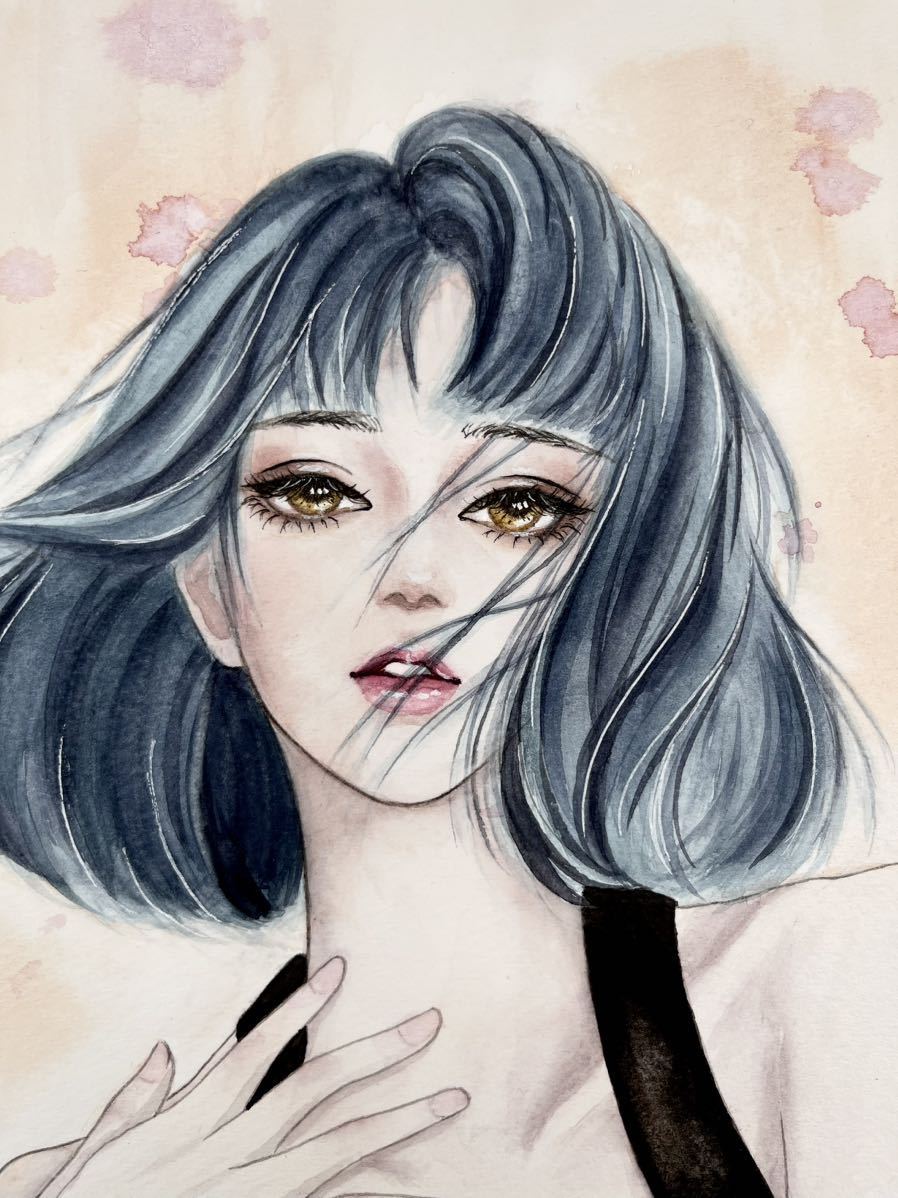 手描きイラスト 水彩画 女子(人物画)｜売買されたオークション情報