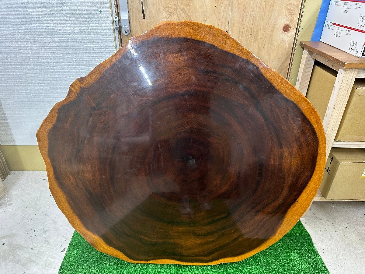 □草加店【中古】 木製 一枚板座卓 輪切り 一枚板テーブル ちゃぶ台