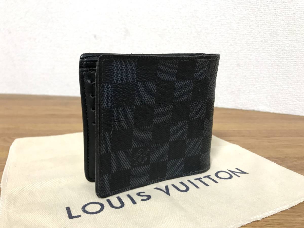 超美品【稀少なネイビー】ヴィトン ダミエ コバルト 紺 二つ折り