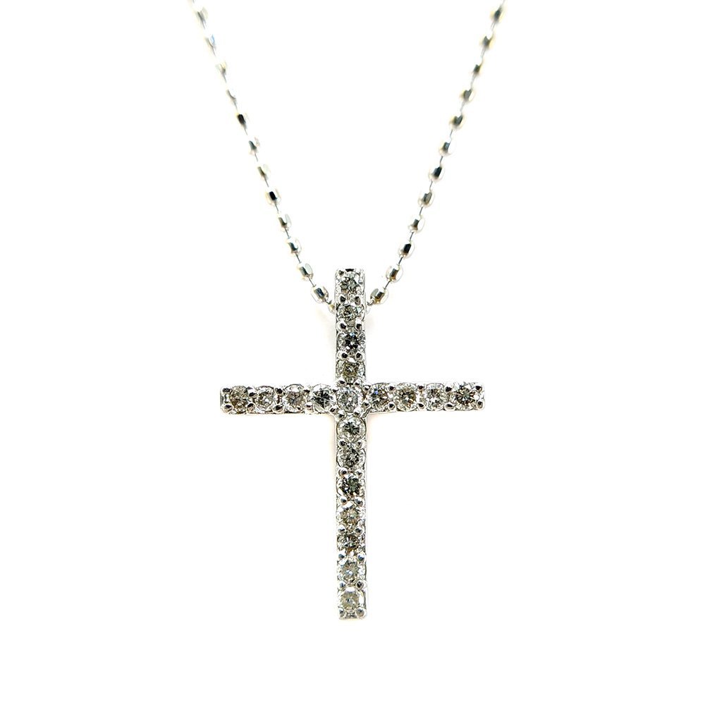 1円■20P・ダイヤモンドネックレス・ペンダント/K18WG/750-2.5g/0.2ct/ホワイトゴールド 翌日配送可■469510