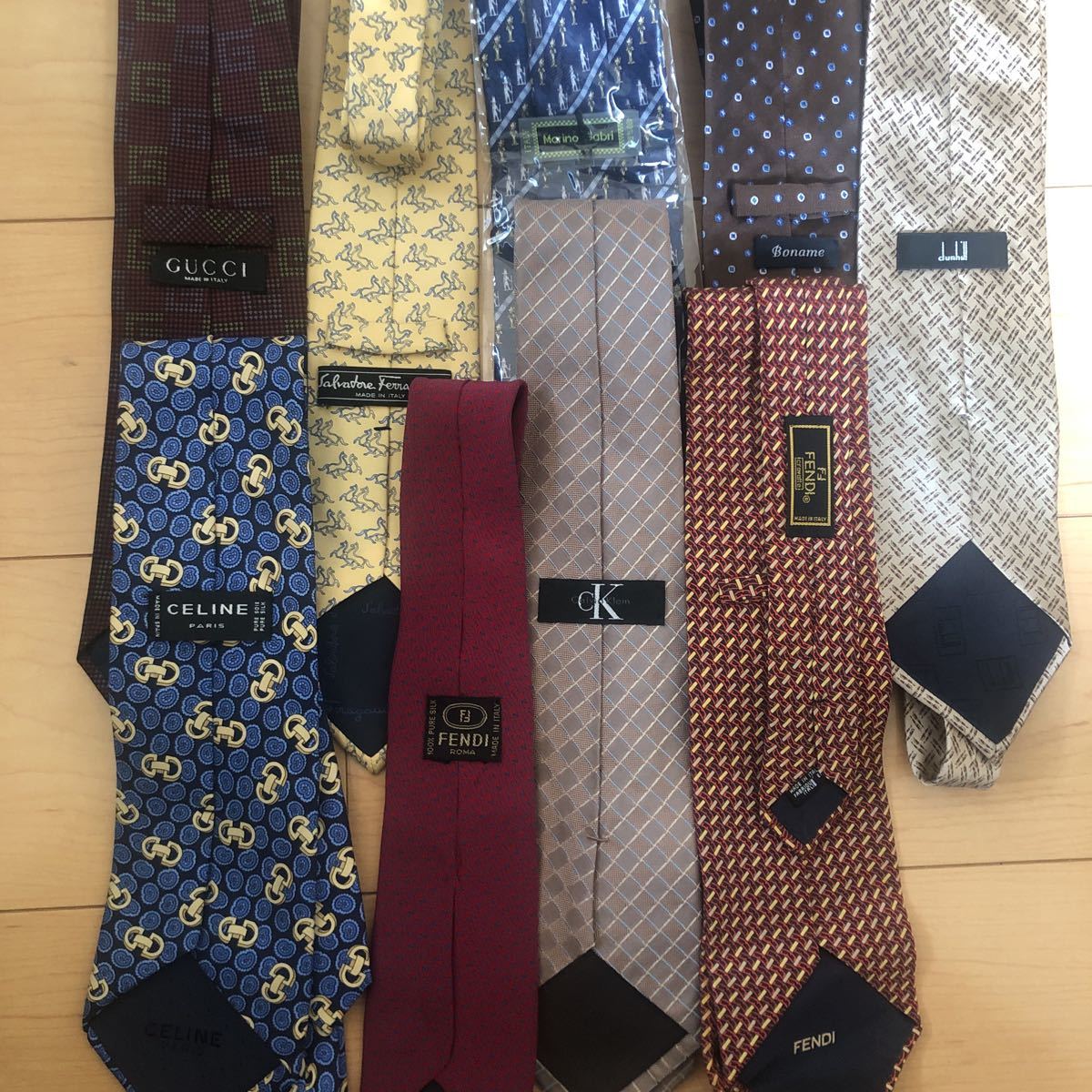 1円〜 ブランド ネクタイ 9本 美品 フェンディ グッチ フェラガモ セリーヌ ダンヒル他