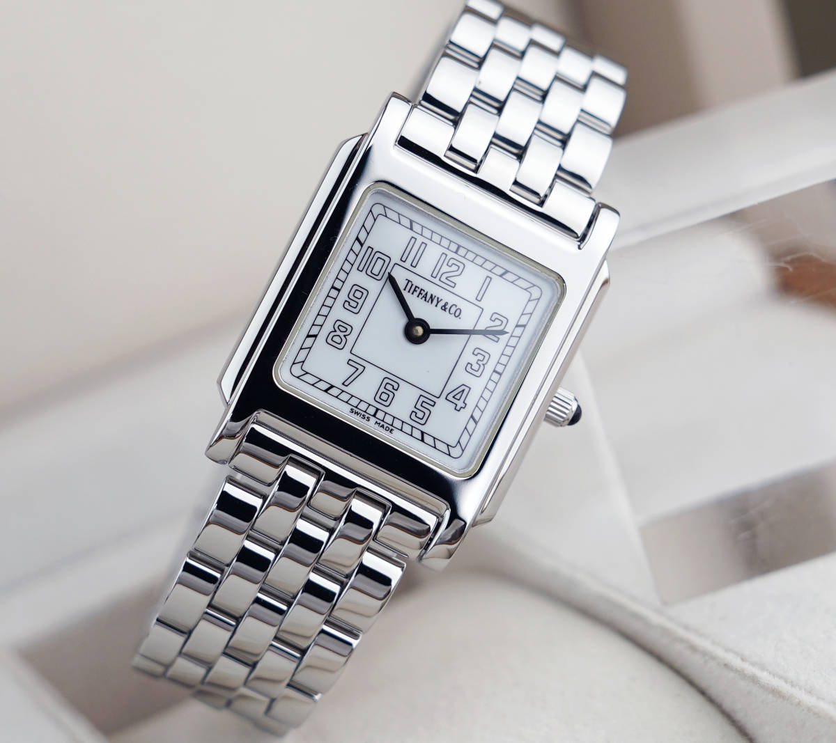 美品 ティファニー クラシック スクエア シルバー アラビア レディース Tiffany