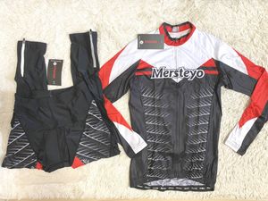 男女兼用Mサイズ：Mersteyo メンズ サイクルジャージ上下／サイクリングウエア 長袖*サイ